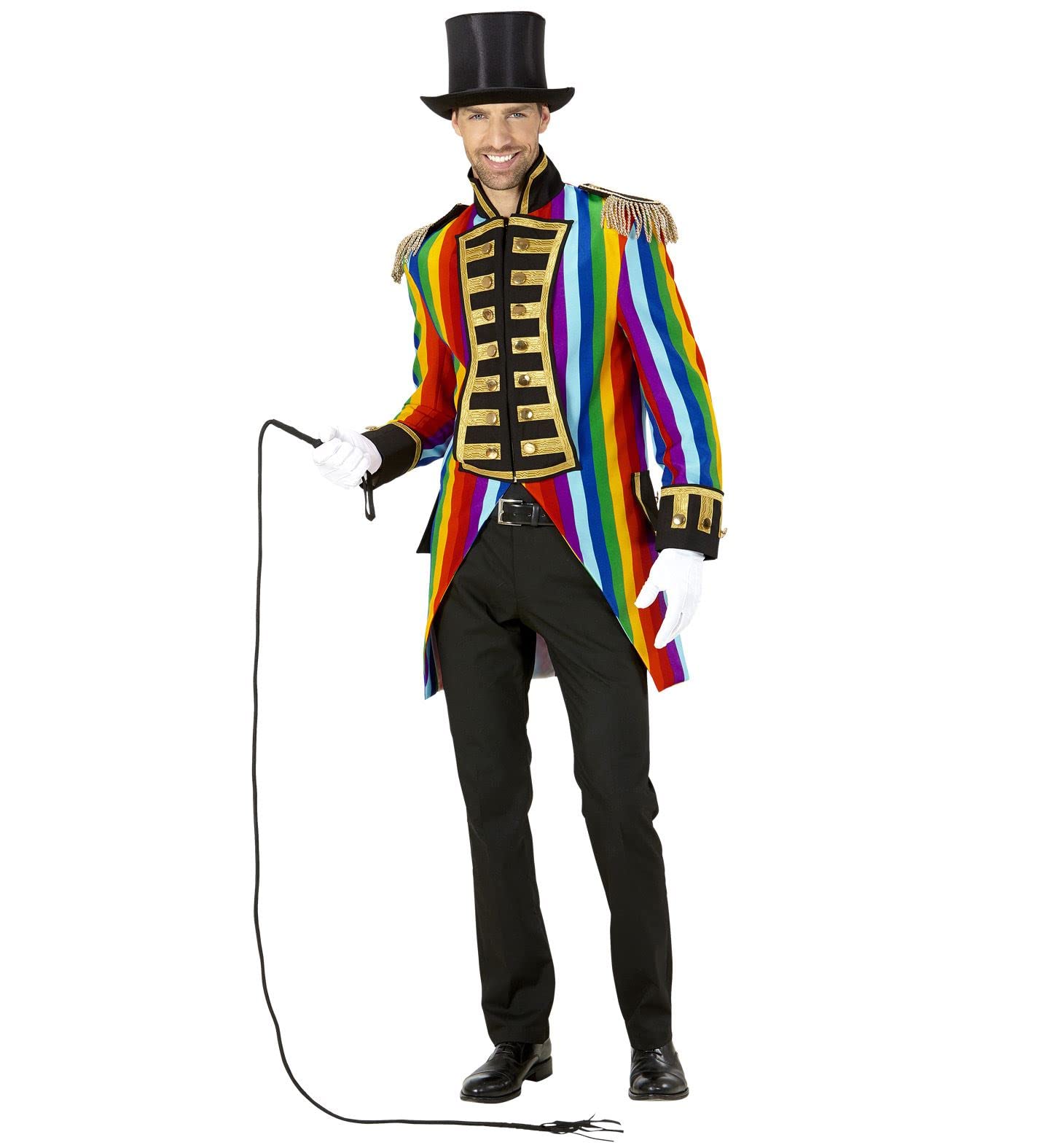 W WIDMANN MILANO Party Fashion - Frac da parata arcobaleno da uomo | Frac colorato in stile uniforme per CSD, direttore di circo, presentatore, clown e carnevale