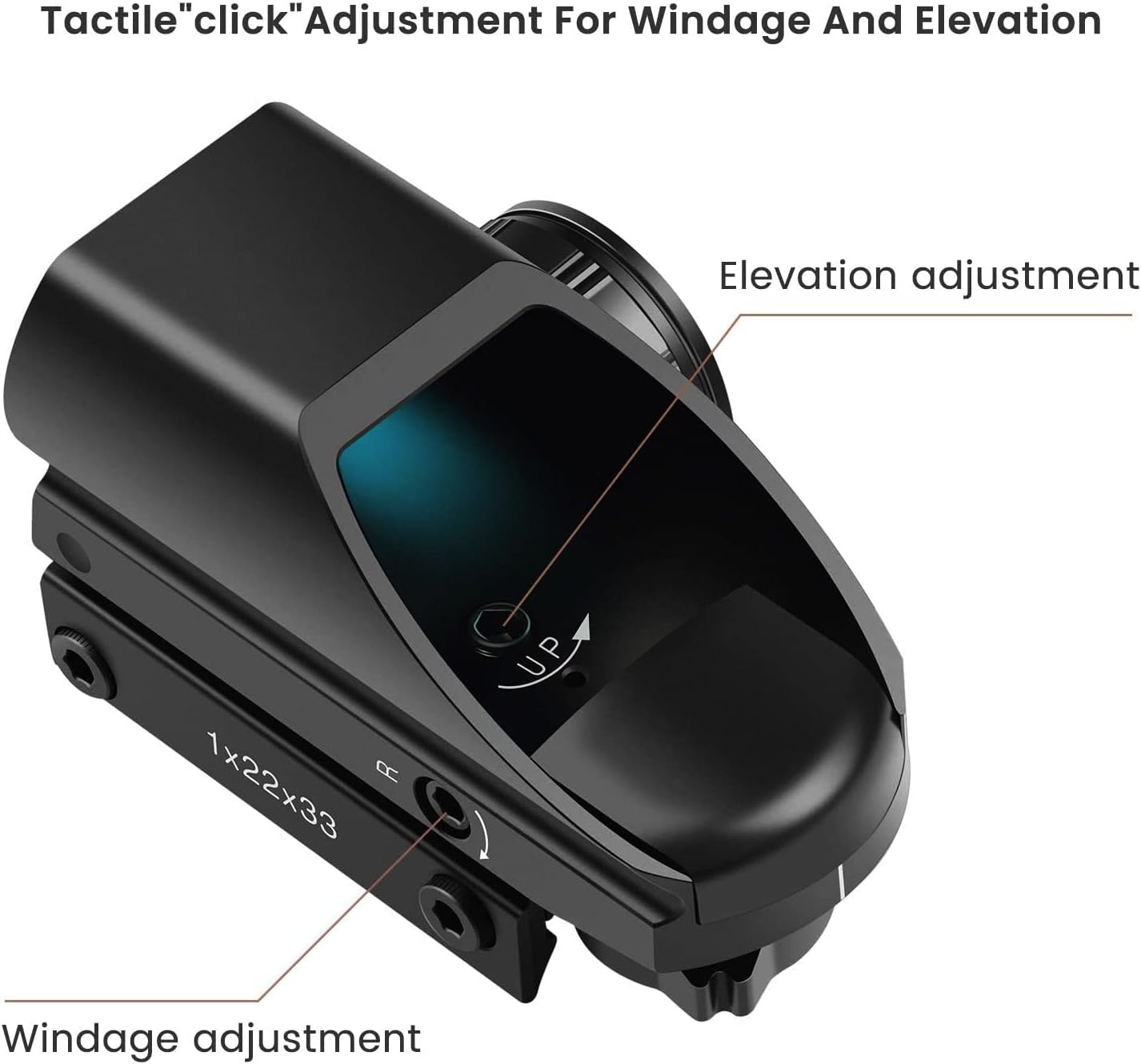 OTW RS-25 1x22x33mm Reflex Sight, Multiple Reticle Red Dot Sight with Picatinny Rail Mount, Absolute Co-Witness : Sports & Outdoors