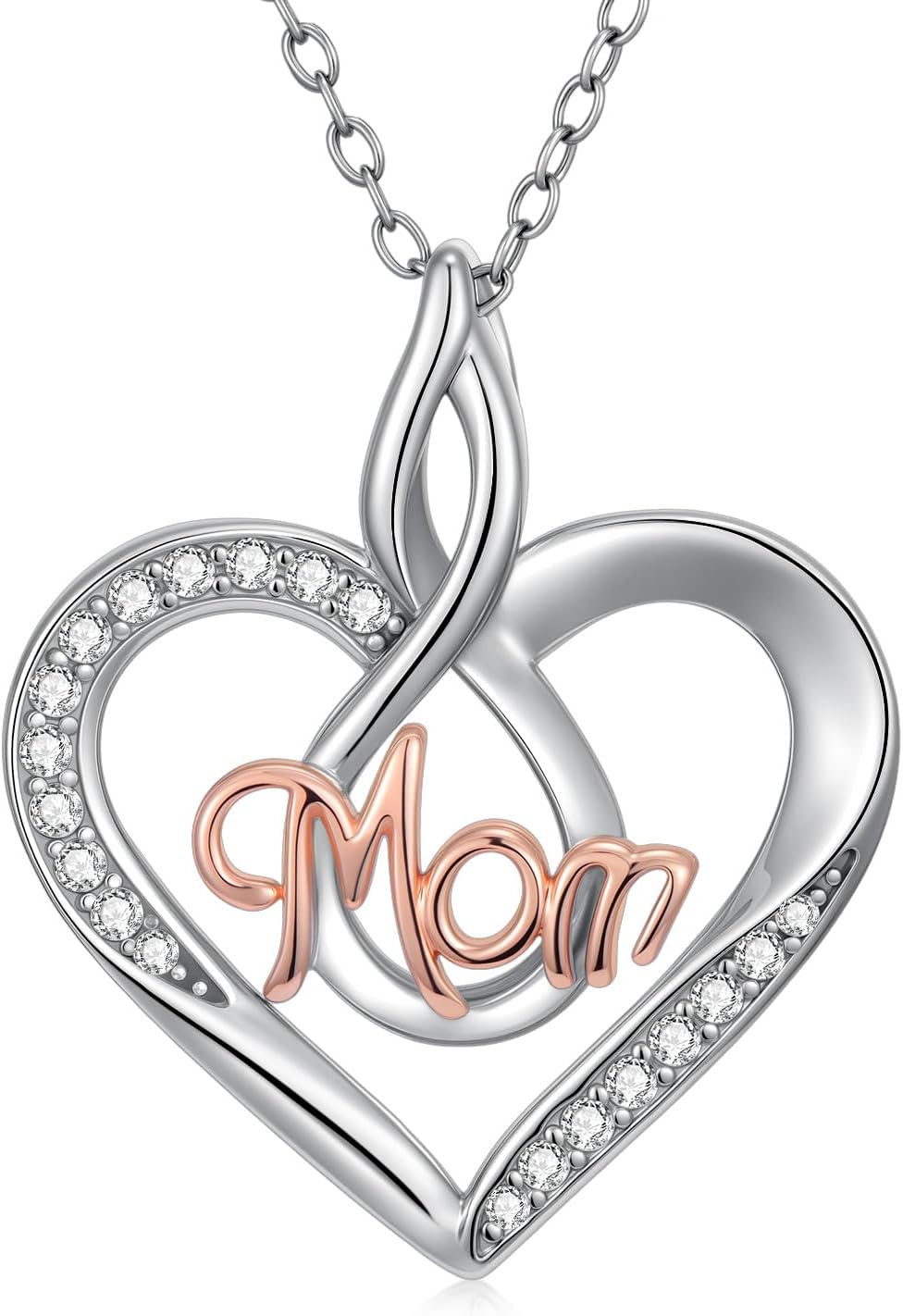 Heart Infinity Mom Necklaces for Women S925 Sterling Silver Infinity Heart Pendant Birthstday Mother's Day Jewelry Gifts for Mother Wife