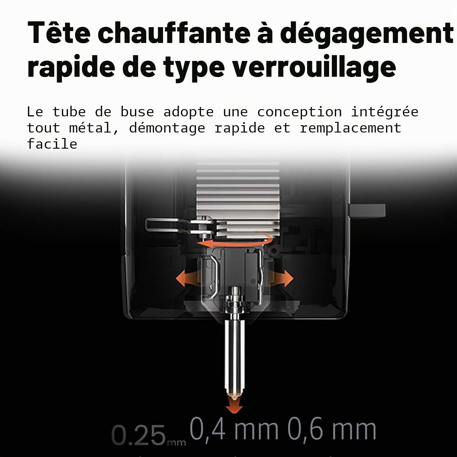 HzdaDeve 3PK 0,4 mm 0,6 mm 0,8 mm Buses intégrées en acier dur pour Kobra X Combo Quick-Swap Tube gorge haute débit haute vitesse Buses de tête d'impression Hot End pour imprimante 3D Anycubic