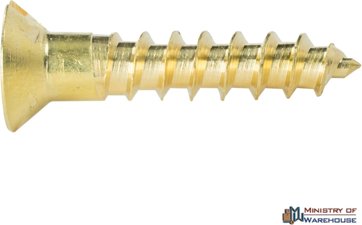 Quantity of 50 Wood Screws #10 x 1'' Solid Brass Flat Head Slotted Drive