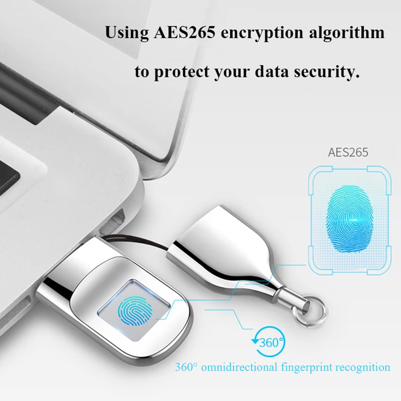 Chiavetta USB da 64 GB con crittografia delle impronte digitali con blocco USB 2.0 per Windows Linux Mac Laptop PC Memoria flash Disk Memory Stick
