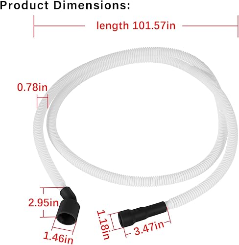Miniatura 7 de Manguera de drenaje 807117001, compatible con algunos lavavajillas Frigidaire y Electrolux