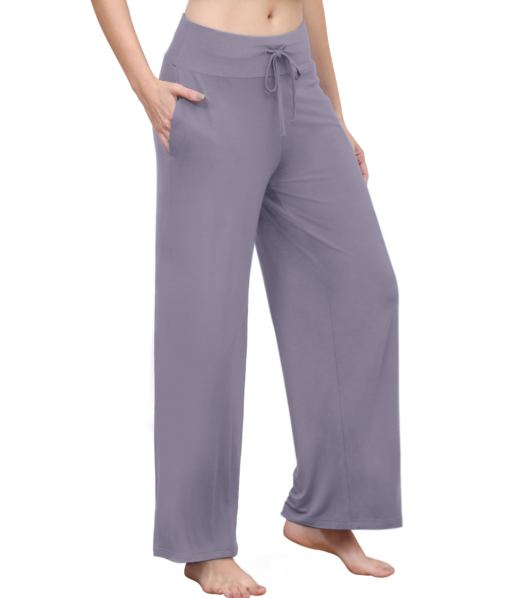 WiWi Pantalon de détente en bambou pour femme - Pantalon de pyjama extensible et décontracté