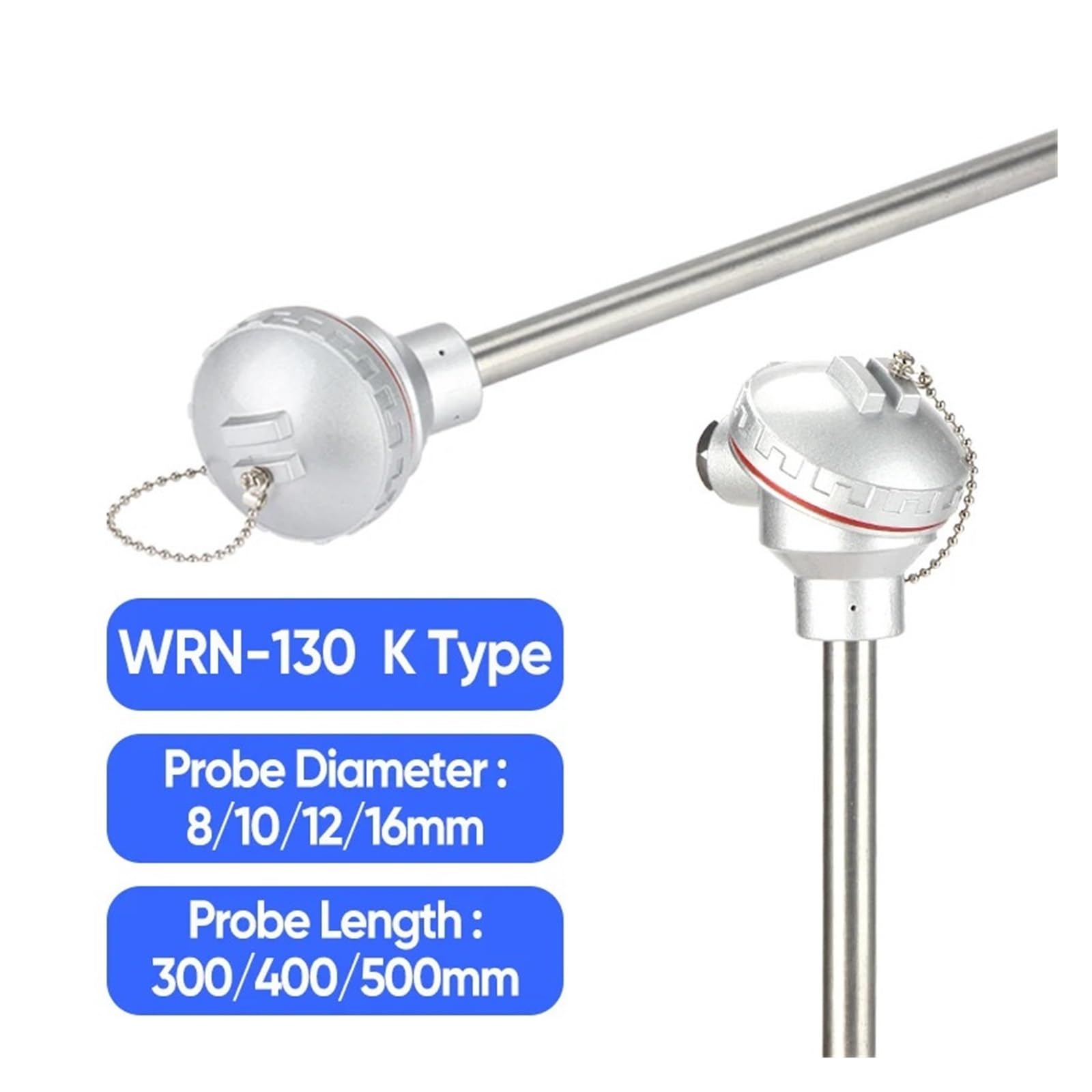 Czujnik temperatury termopary typu K z głowicą sondy 10 mm i średnicą od 0 do 1300 stopni WRN-130 (Dia.16mm Probe 400 mm)