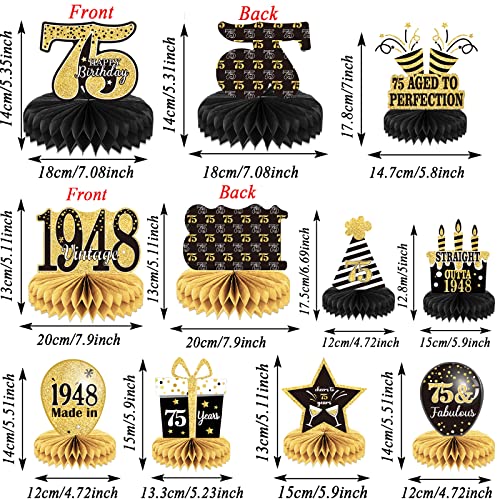 9Pcs 75Th Birthday Decorations 75Th Birthday Centerpieces For Tables Decorations Vintage 1948 Honeycomb Table Topper Back In 1948 75Th Birthday Decorations For Men And Woman 75 Years Birthday Party #TOP1