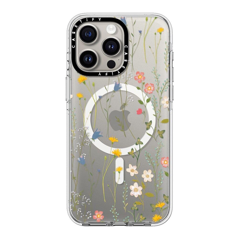 Photo 1 of *MAJOR DAMAGE*
CASETiFY Clear iPhone 15 Pro Max Case [Not Yellowing / 6.6 ft. 3X Military Grade Drop Protection/Magsafe] - Dreamy Floral Pattern - Clear