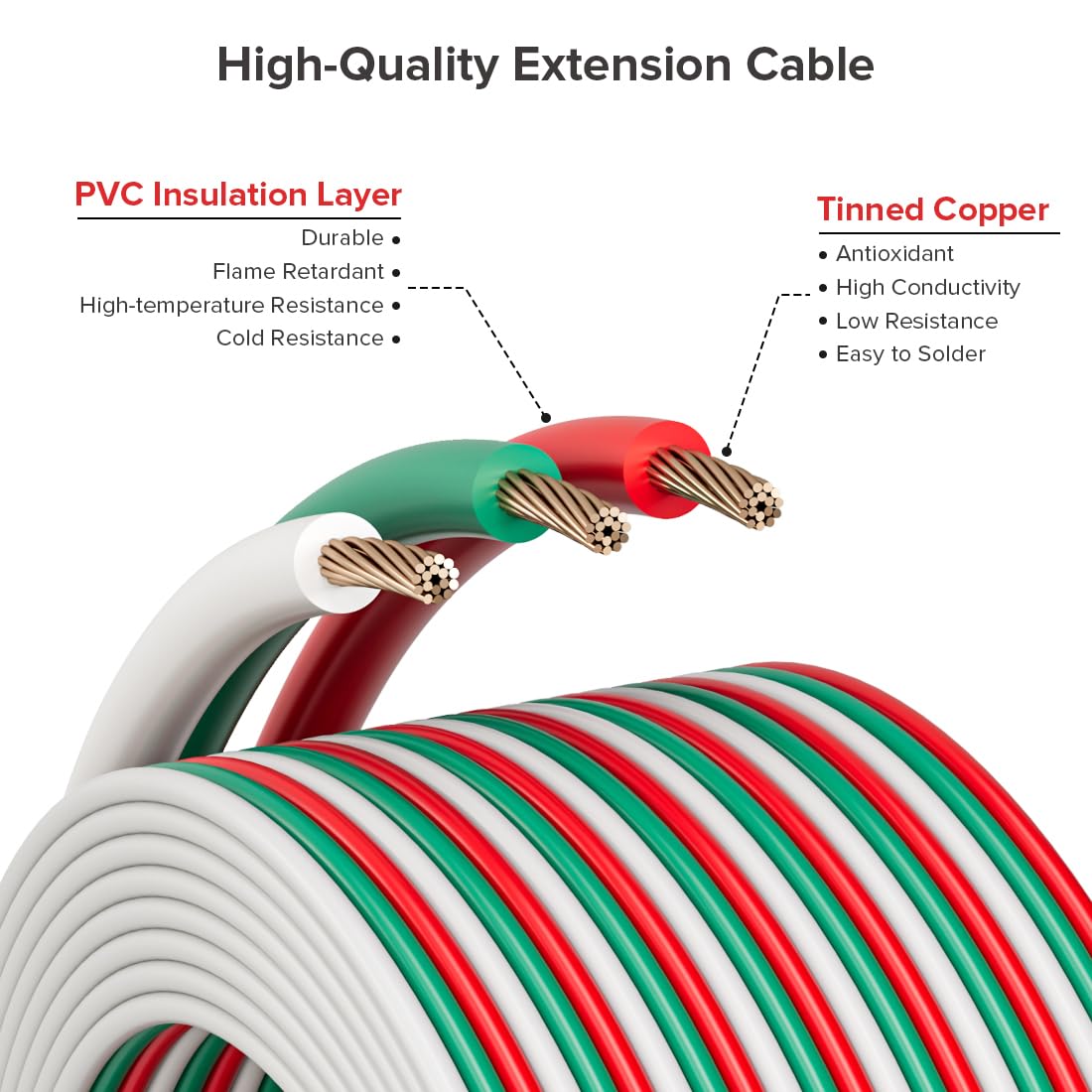 20Gauge 3 Pin CCT Flexible Extension Electrical Wire 32.8FT/10m, 3 Conductor Led Strip Cable Connector for COB CCT LED Strip, Motor, Lighting, Automotive, Electronic - Image 3