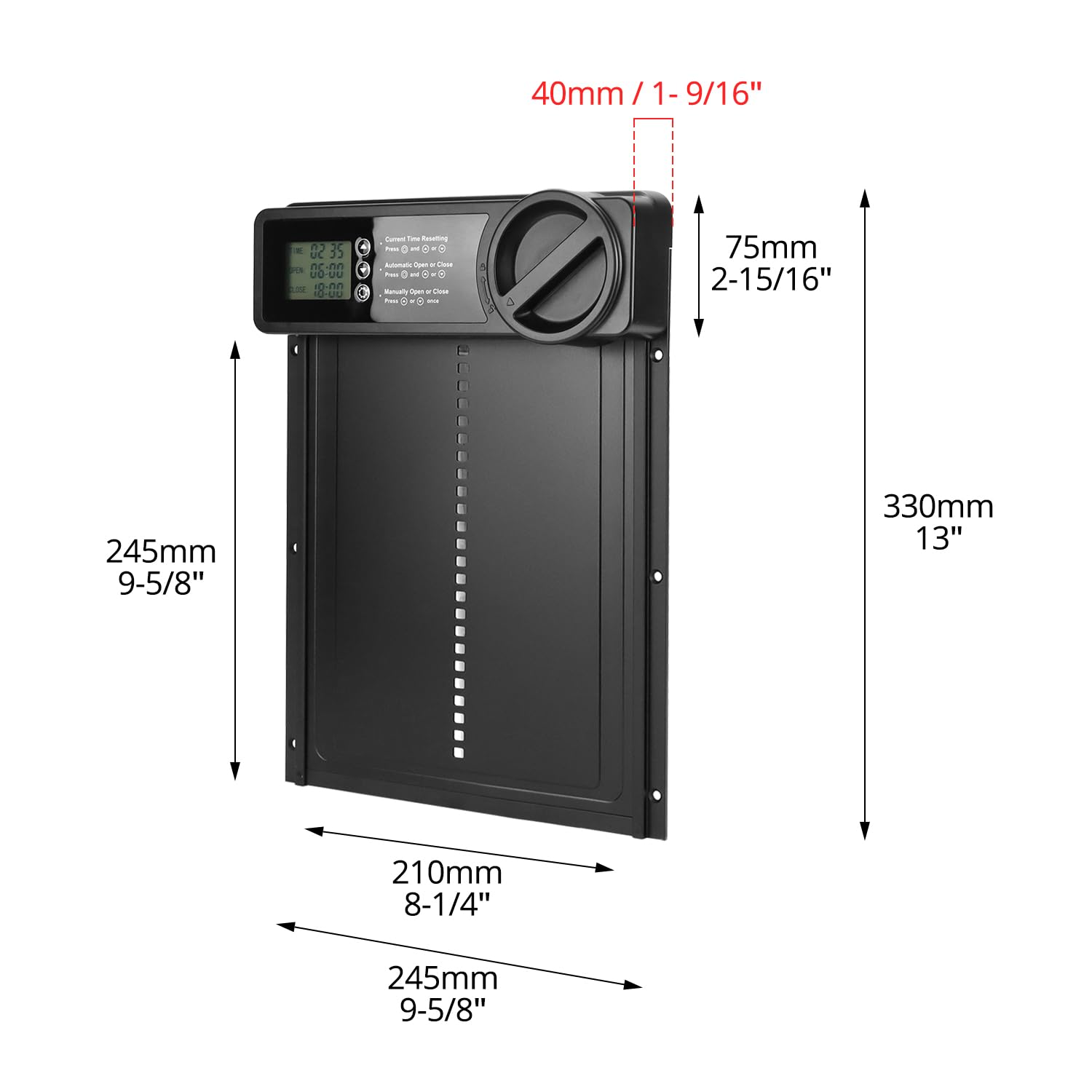QWORK® Porta Automatica Pollaio, Porta Pollaio in Lega Alluminio con Timer, Schermo LCD, Avviso di Batteria Scarica