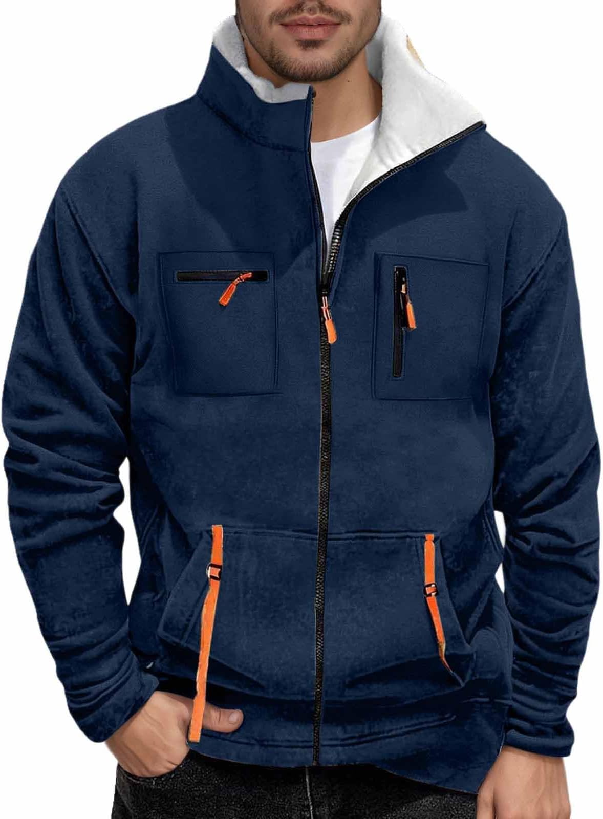 Winter Jacket Men's Work Jacket with Pockets Warm Softshell Jacket Outdoor Functional Jacket Outdoor Jacket for Hiking Cycling Camping Training Jacket Thermal Jacket