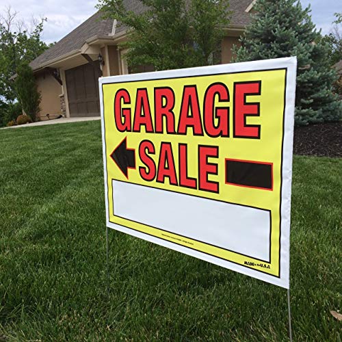 Sunburst Systems 3925 Garage Sale Sign Assembled with metal U-Stake, Double Sided, 22" x 32", 10 Pack