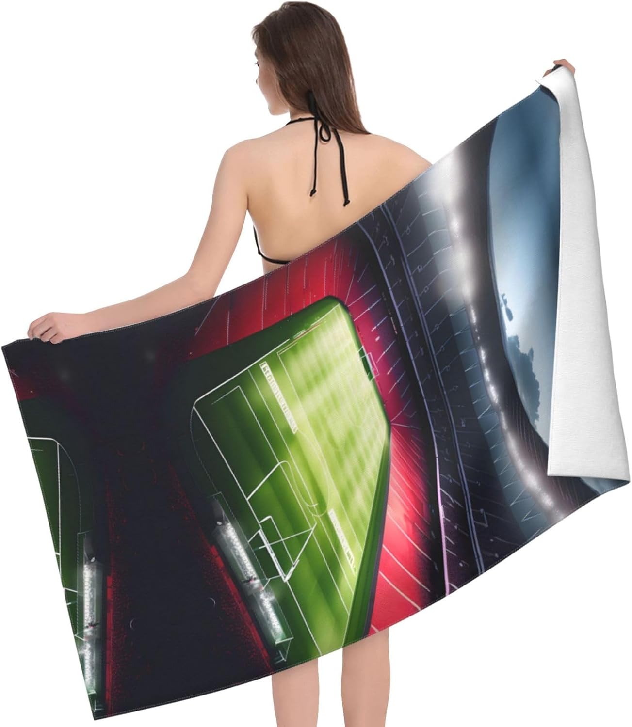 Stadium Football Satdium Field Light Night Microfiber Beach Towels, Sand Free Beach Towel, Quick Dry Beach Towel, Large Towels for Adults