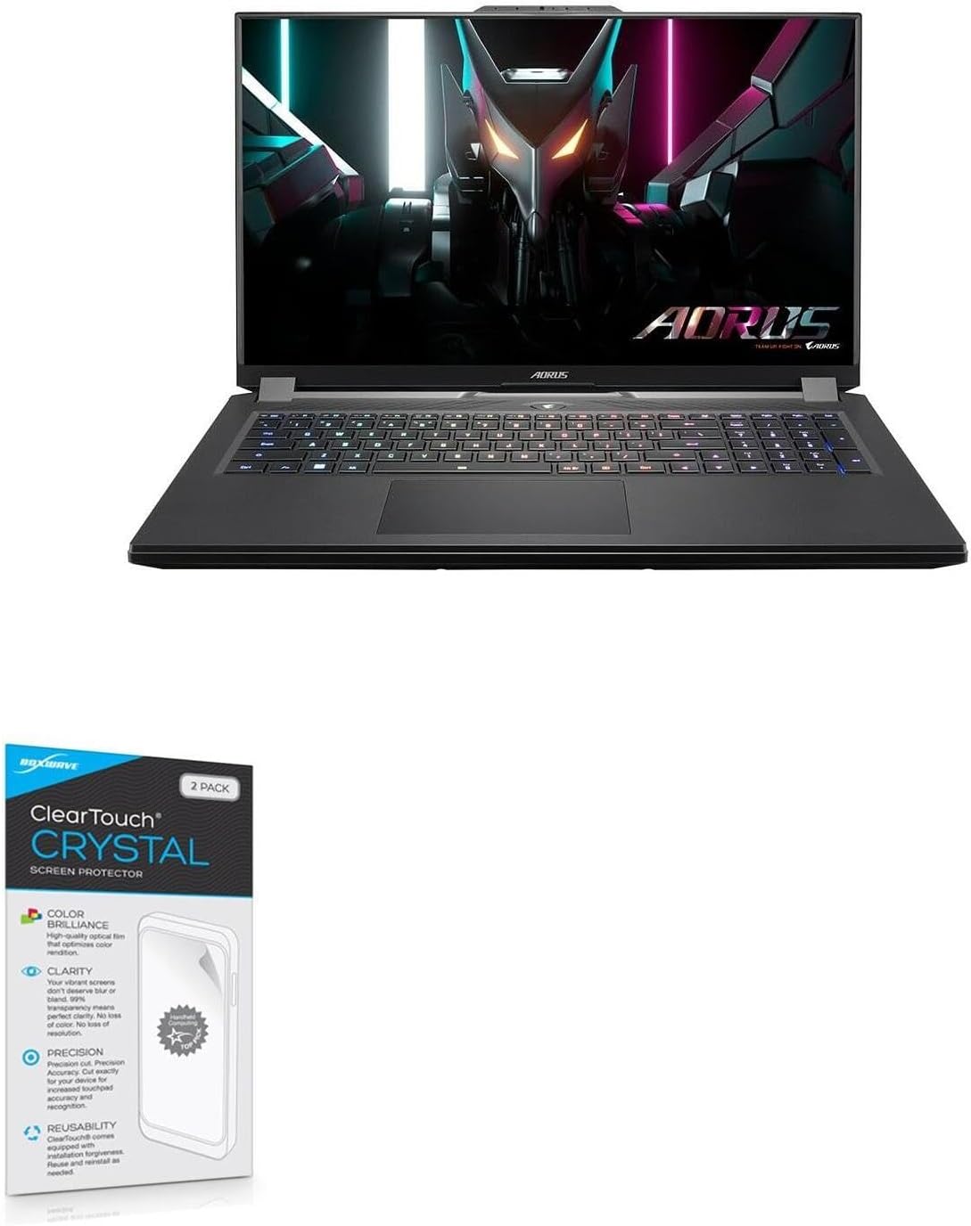 BoxWave Screen Protector Compatible with AORUS 17H (2023) - ClearTouch Crystal (2-Pack), HD Film Skin - Shields from Scratches