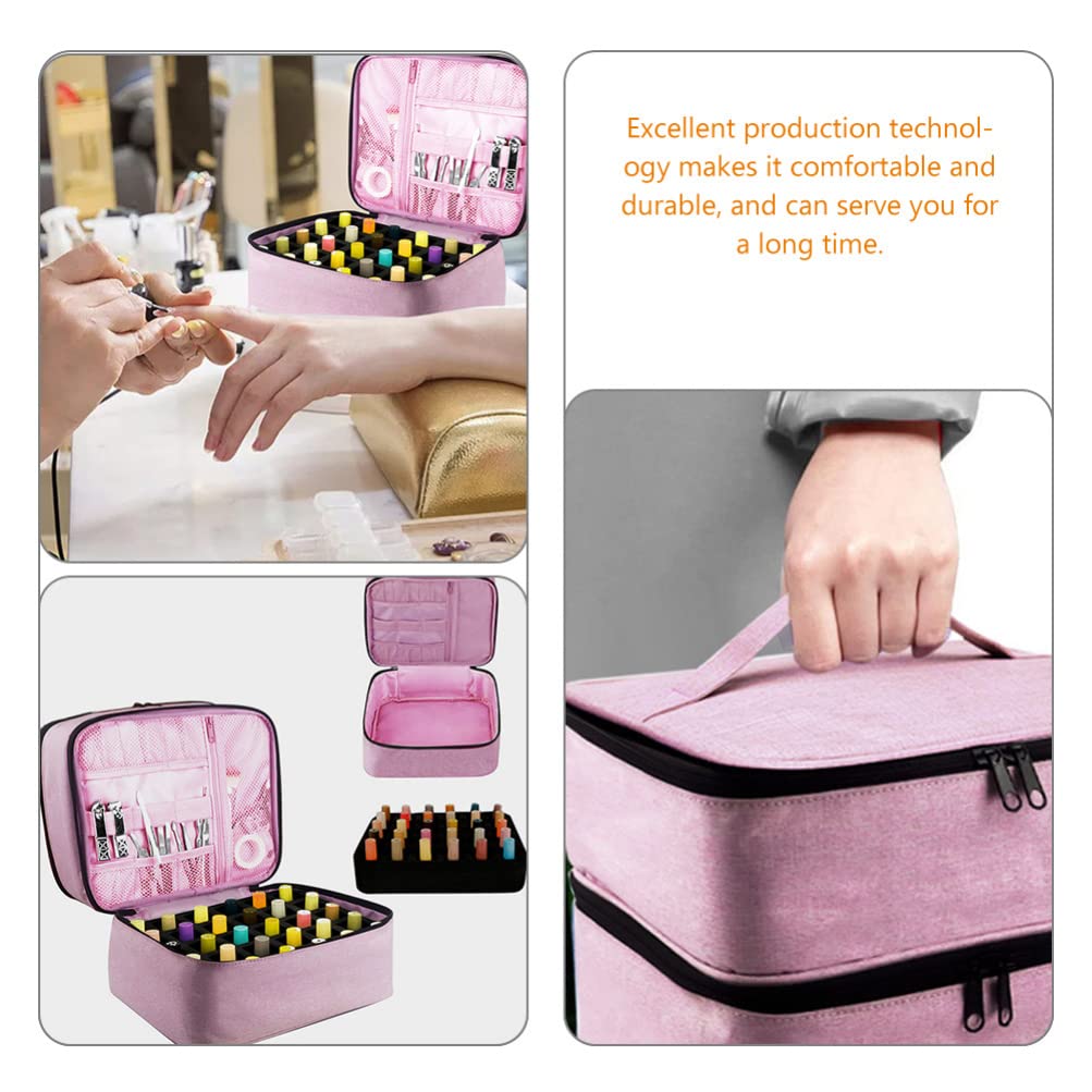 Borsa Cosmetica Viaggio Rosa in Nailon, Comoda e Pratica | Trousse da Viaggio Donna, Formato Portatile Zip, per Trucchi e Accessori