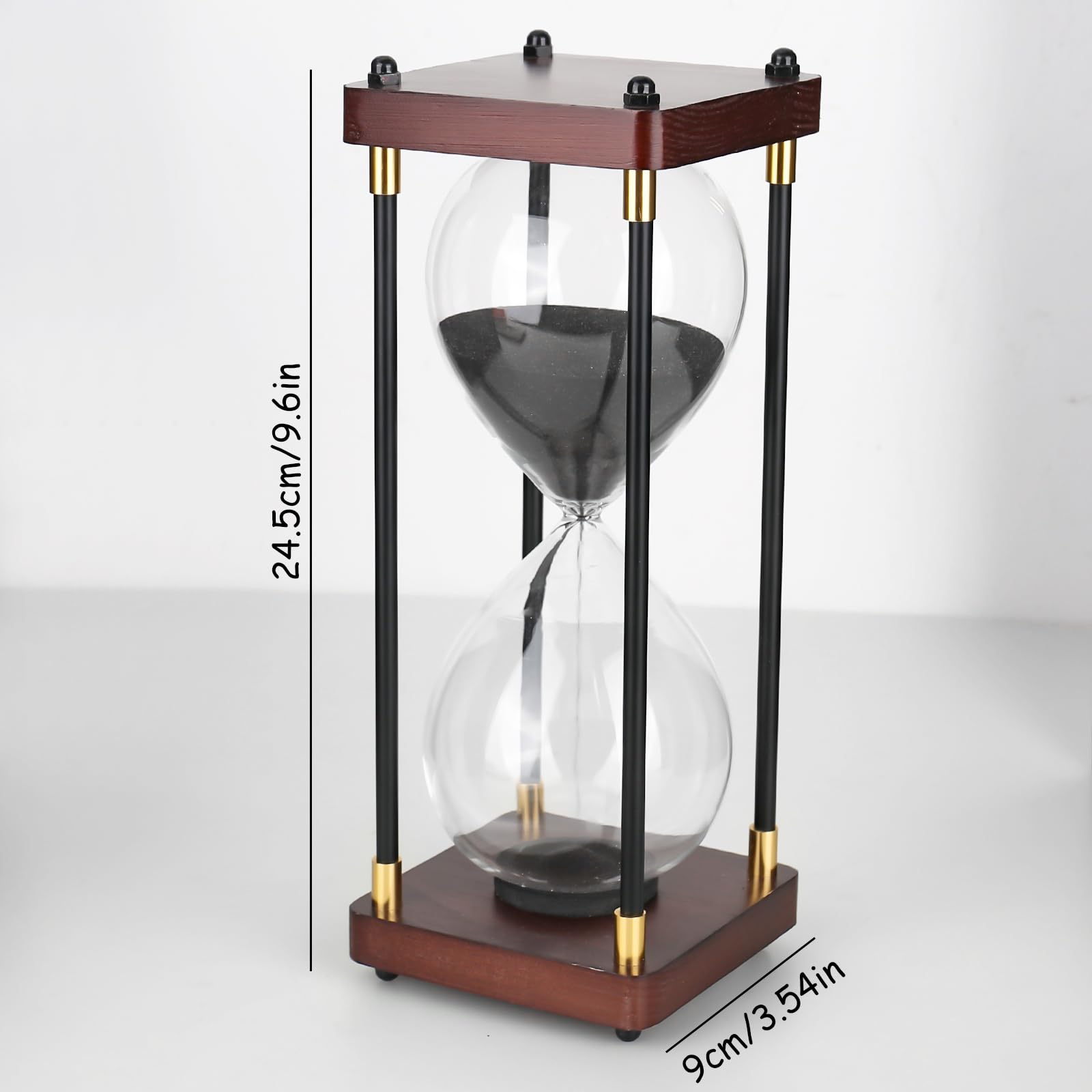 XTDMJ Reloj de arena de madera 30 minutos grande elegante negro arena brillante decoración hogar escritorio oficina boda