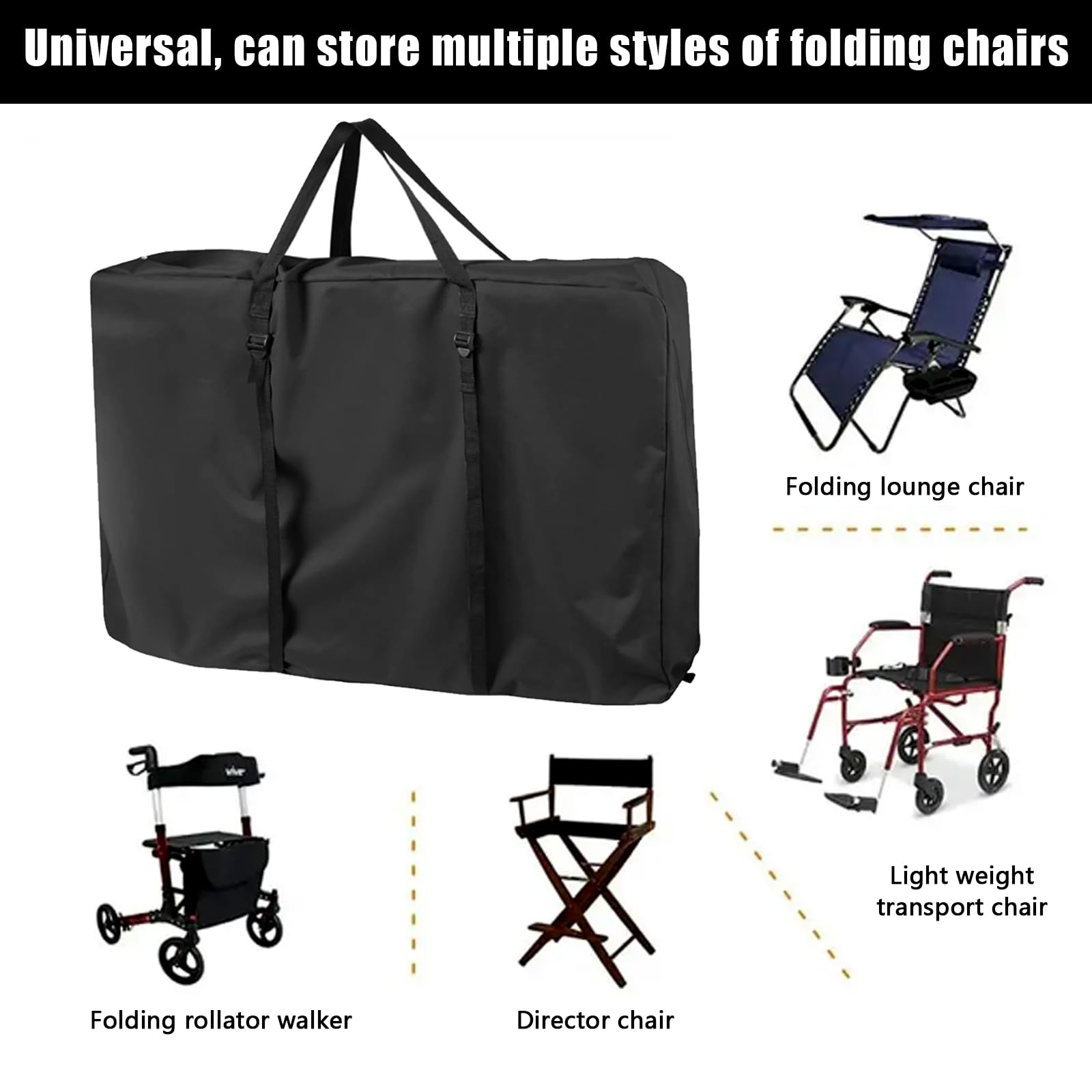 Borsa per il trasporto per sedia a rotelle, 600D per deambulatore, 110 x 74 x 28 cm, grande borsa per il trasporto per deambulatore, walker e sedie da trasporto, borsa da snowboard e scooter