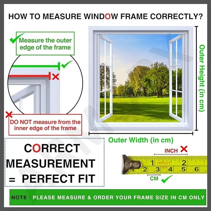 Image of Autarky Fiberglass Mosquito Net for Window (Size- 21 Inch x 45 Inch / 53.3cm x 114.3cm) 120GSM Pre-Stitched & Strong Self-Adhesive Hook Tape Color - White