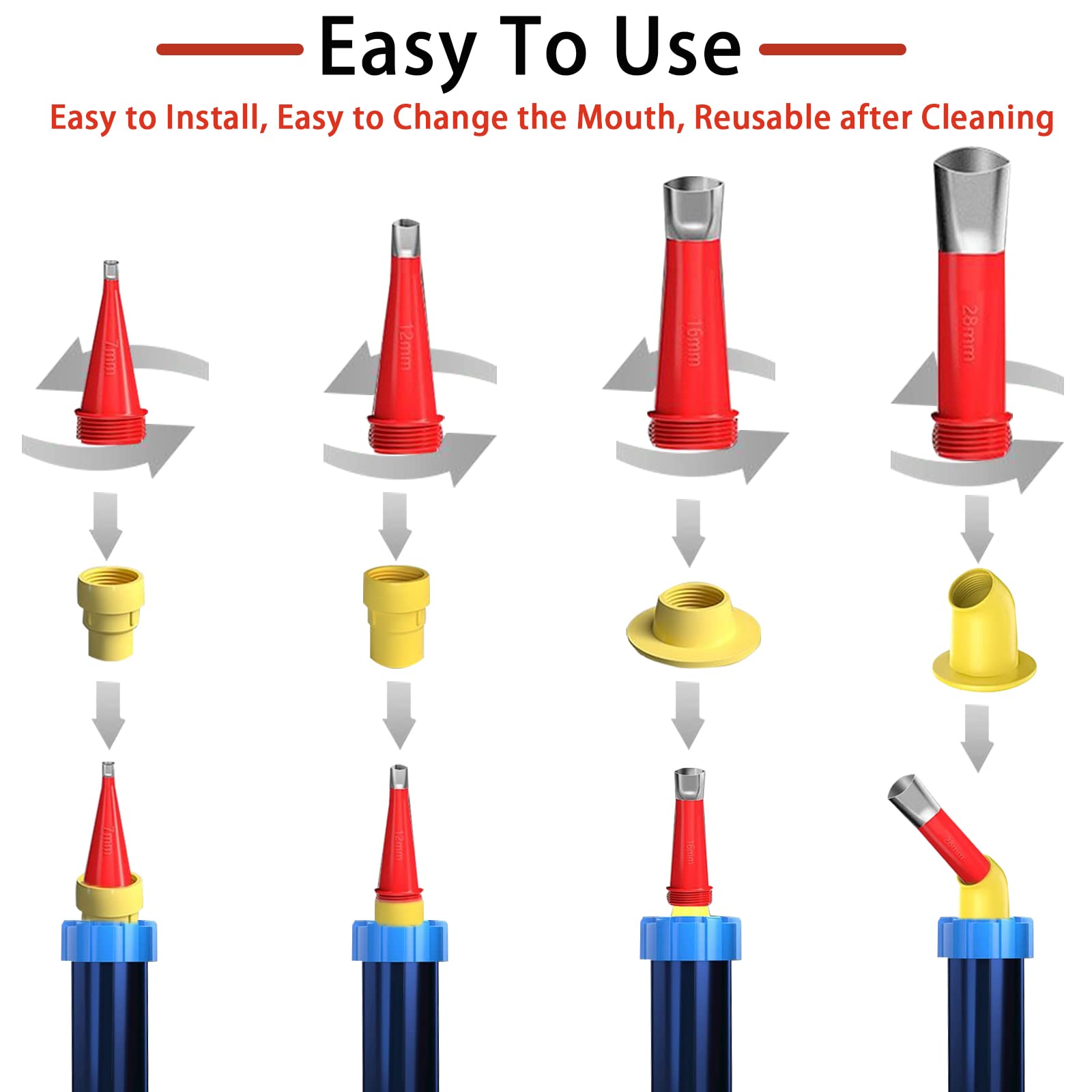 Edelstahl Dichtungsdüsen Set - 16 Größen Für Silikon & Dichtmittel