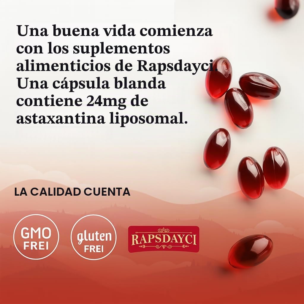Liposomal Astaxantina Suplemento dede 24 mg por porción, Potente Fórmula Antioxidante que VIT C, absorción superior