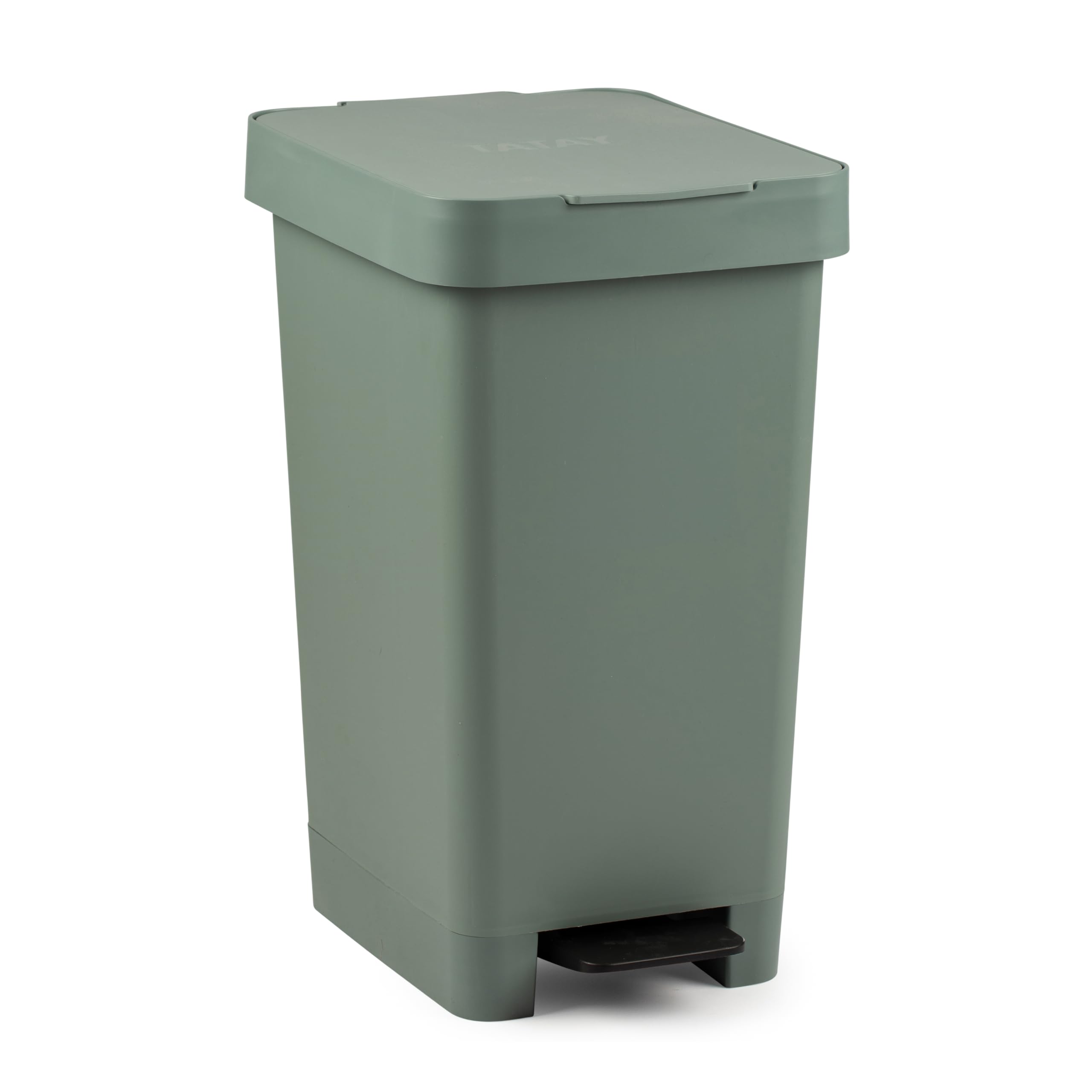 TATAY Smart 25L Rubbish Bin Kitchen with Pedal | Compact and Functional Design | For Indoor and Outdoor Use | Fits 30L Bags | Recycled BPA-Free Plastic | 26x36x47cm, Green