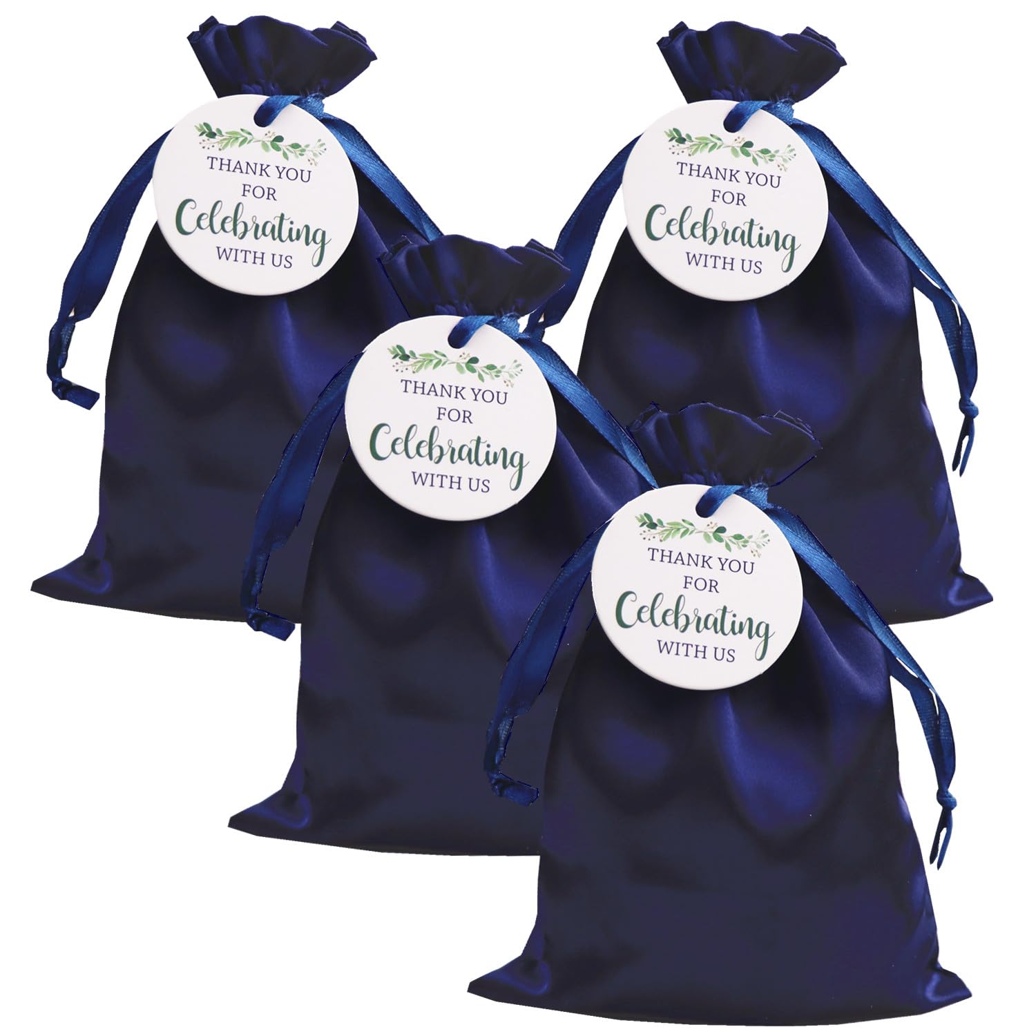 30 PCS 6x9 Inch Navy Blue Satin Gift Bags with Drawstrings, Party Favor Bags with Thank You Tags, Silk Gift Bags, Small Gift Wrap Bags, Jewellery