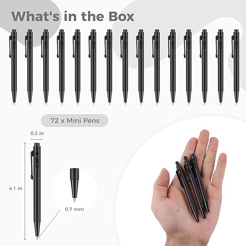 Miniatura 6 de 72 mini bolígrafos de 4 pulgadas a granel, pequeños bolígrafos retráctiles, bolígrafos de punta fina de 0.028 in con clip, bolígrafos negros de