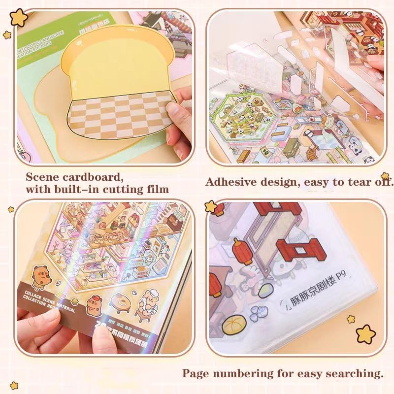 20 Sets DIY 3D House Stickers Kit Non-Toxic & Safe 3D Miniature Scene Therapy for Kids and Adults Stress Relief Sticker Scenes with Tweezers - Image 3