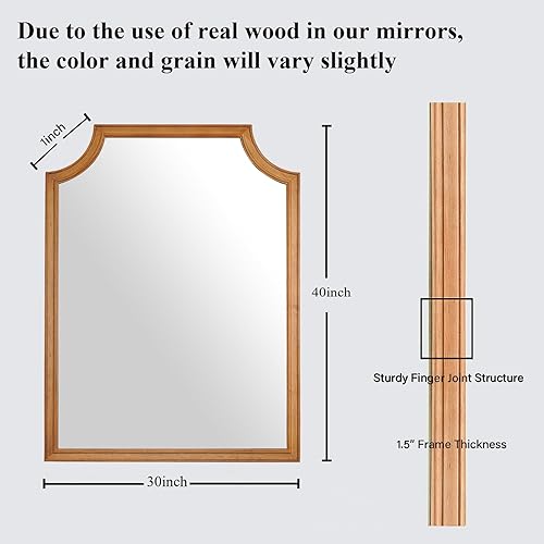 Vista 205 de WallBeyond Espejos de baño de madera para montar en la pared, espejos de pared con marco de madera rústica de 16 x 20 pulgadas, espejos de pared