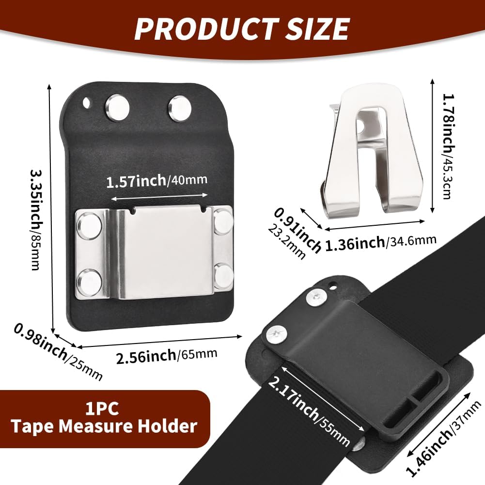 テープメジャーホルダー、ベルト用巻尺ホルダー、Tacti-Calテープメジャーベルトクリップ、ベルト用メジャーテープホルダー、目立た