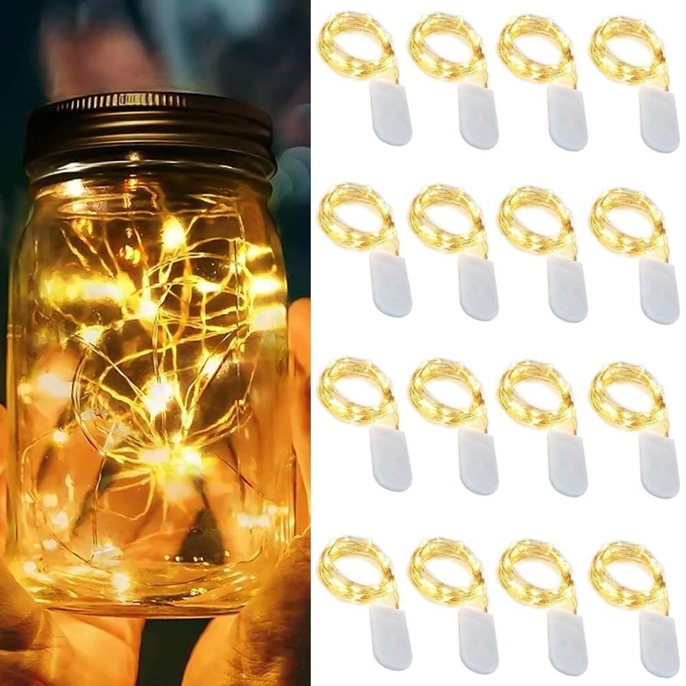 XNFIVE 16Pcs 1M 10 LED String Fairy Lights Copper Wire – Battery Powered
