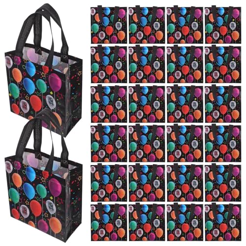 TOYZFRIENDY 30 pezzi Sacchetti Regalo Festa con Manici in Tessuto Non Tessuto Borse Neon con Stampa Luminosa per Compleanni e Festival