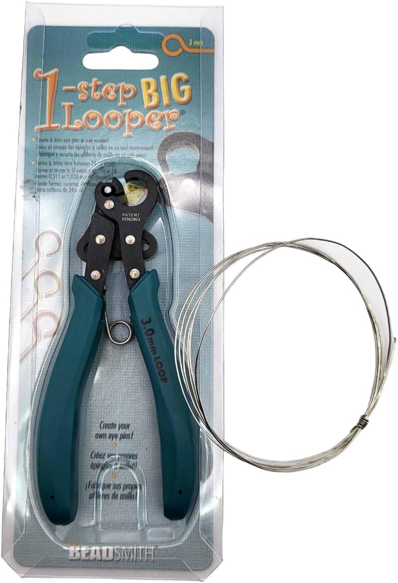 One Step Looper Plier for Jewelry Making Tool (3mm) Bundle With Silver Wire 22 Gauge 5 Feet