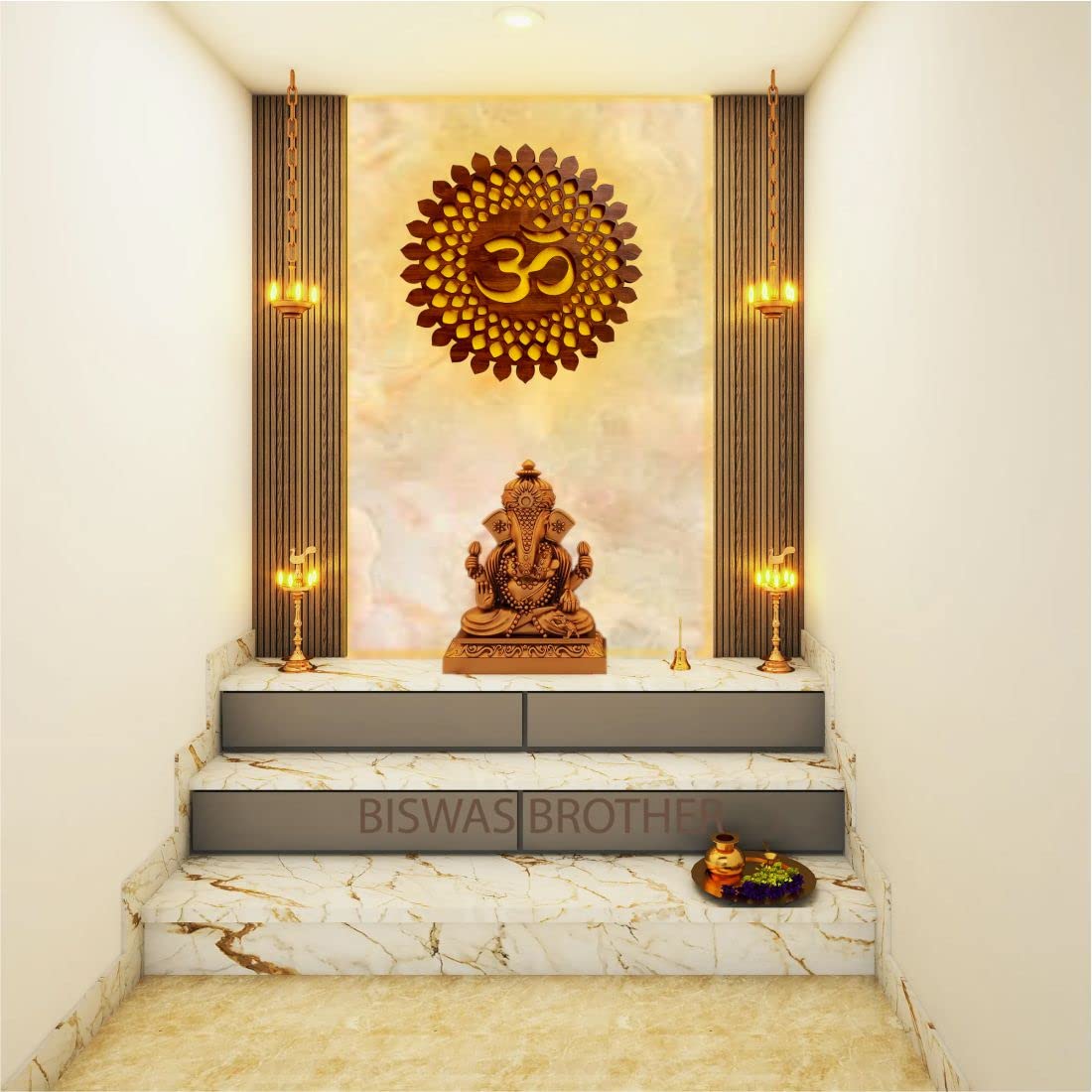 Biswas Brother OM Mandala Wall Back lid LED Light Wall Décor A well-designed home should tell a story (12X12 Inch)