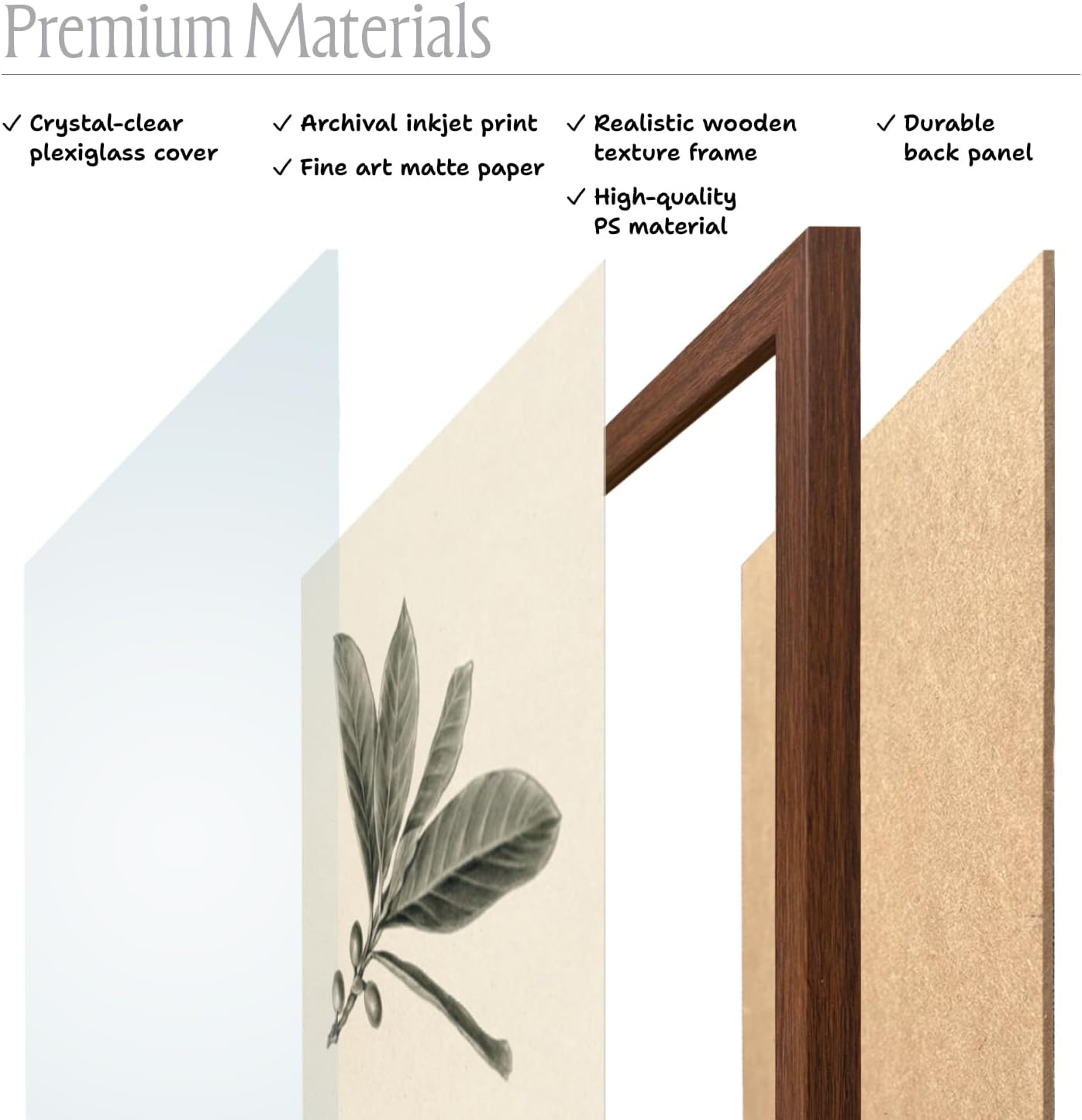 Framed Coffee Plants Wall Art Set Framhouse Vintage Botanical Wall Decor for Bedroom Living Room Decoration Hanging Poster Rustic Art Print Picture (12 * 16 In)