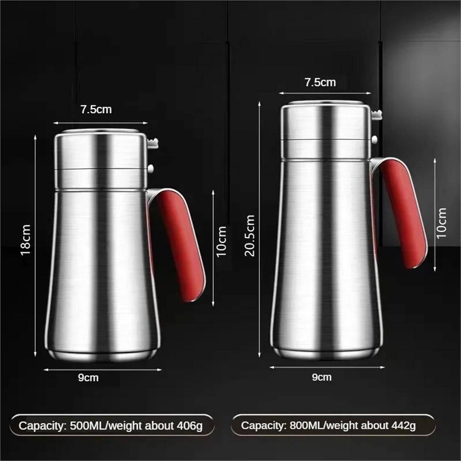 Dispenser per olio in acciaio inox con coperchio, contenitore versatile per condimenti da cucina, per olio d'oliva, aceto, salsa di soia, strumento essenziale per cucinare a casa, 800 ml