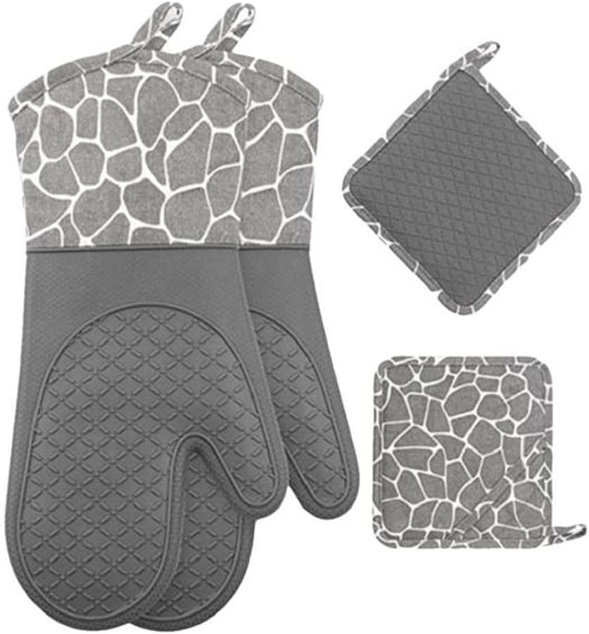 Oven Mitts and Pot Holders Set 4-Piece Cooking Gloves Kitchen Counter Trivet Mats Oven