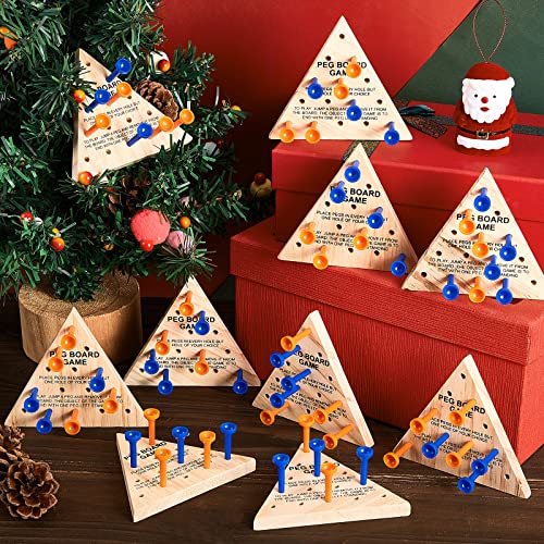 Deekin 24 Pack Wooden Triangle Peg Game Triangle Wooden Board Games Triangle Game Bulk Wooden Triangle Board Games Family Travel Games Fun Triangle Puzzle Wooden Strategy Toy For Adults Teens #TOP2