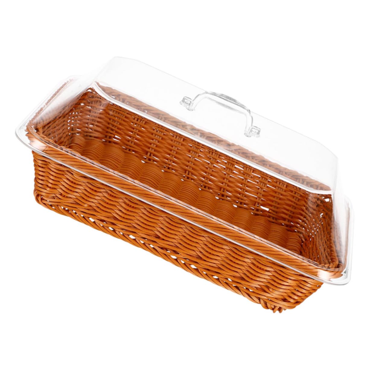 Cabilock Cesta de Almacenaje de Ratán Tejida Mano con Tapa Versátil para Pan Frutas y Alimentos Ligera y Portátil para Cocina Mesa y Picnic al Aire