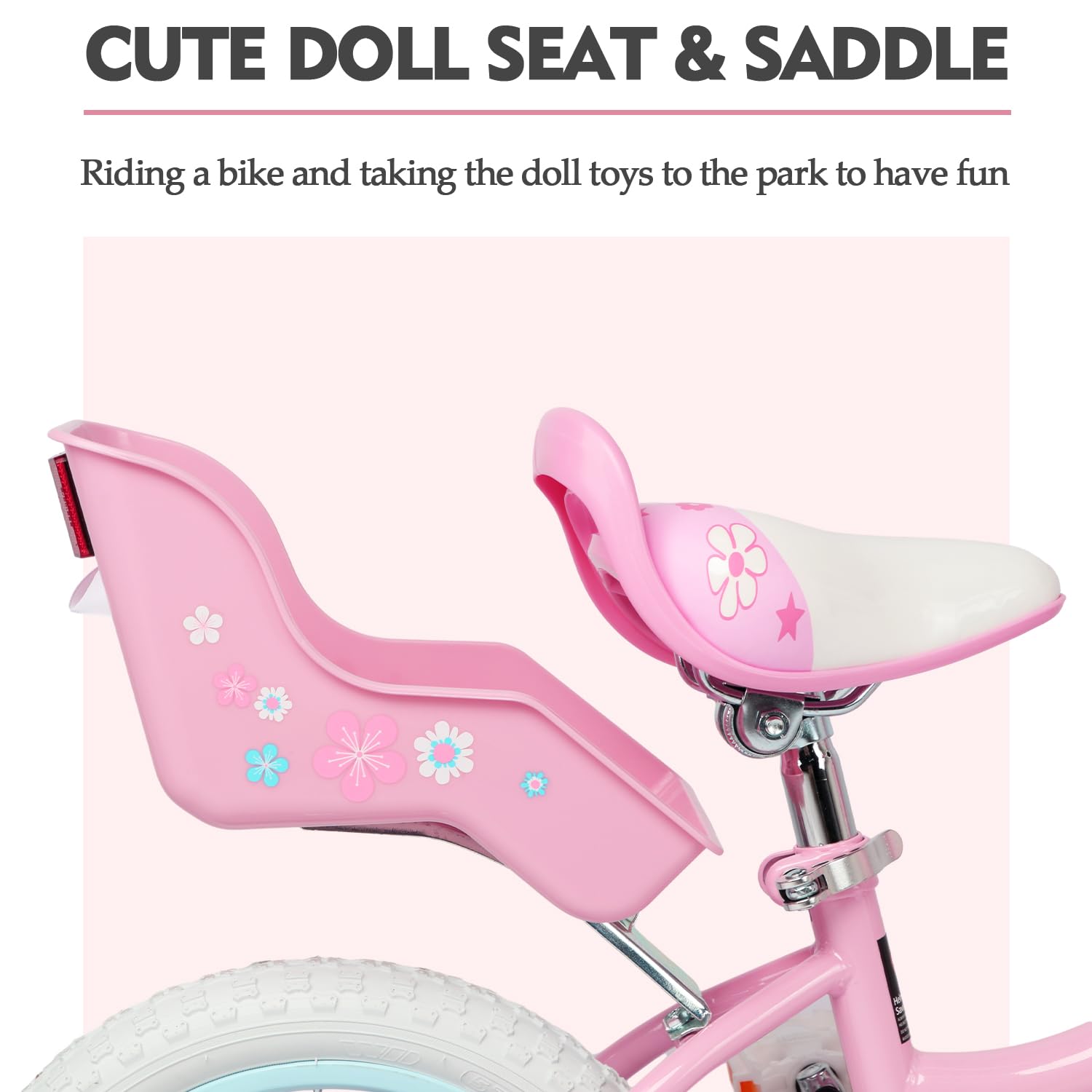 Bicicletta per Bambini 12 Pollici, Stile Principessa con Cestino e Rotelle di Supporto, Rosa