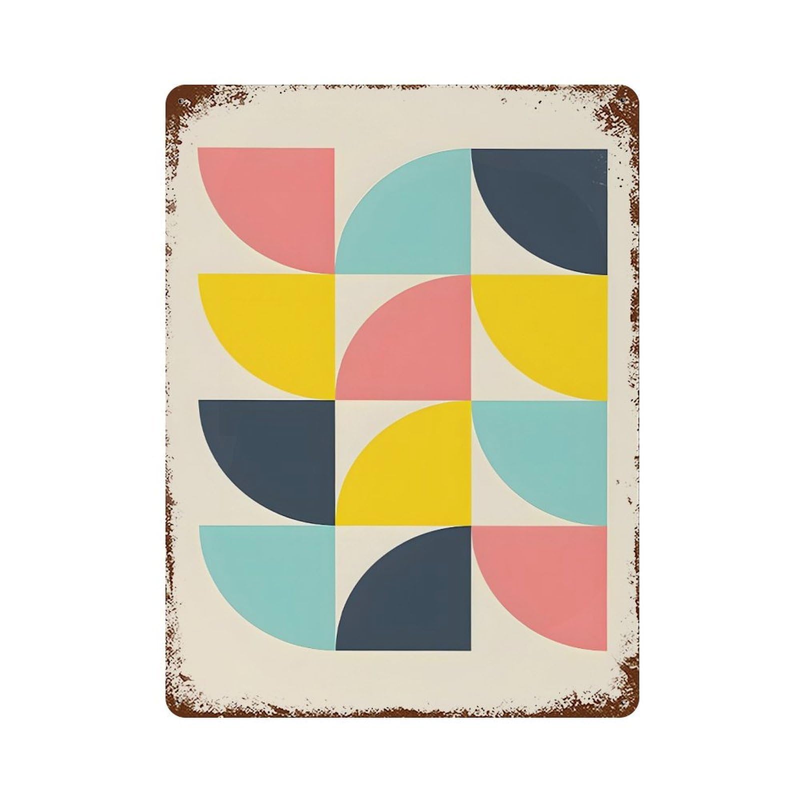 xiaoxiaoshen Abstract Beige Geometric Mid Century Wall Decor Art Metal Tin Poster Modern Home Decor Art Home Bar Shop Decorations Vintage Sign 40x30cm