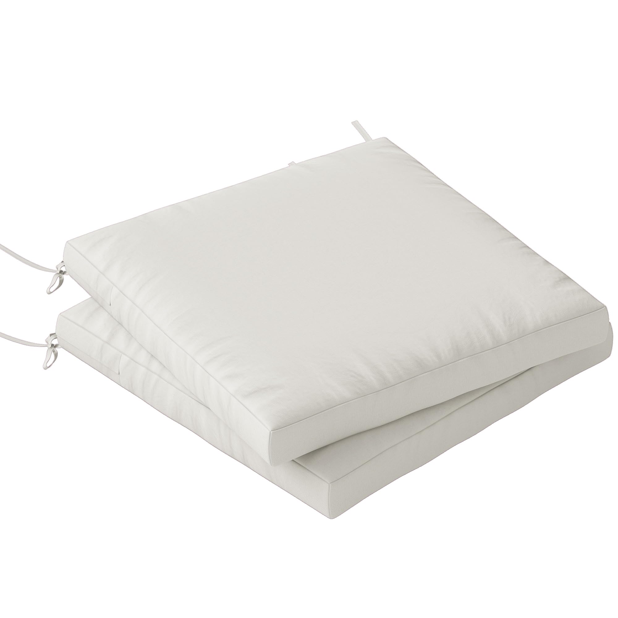 Rackhams Cream/White 2Pcs Garden Chair Cushions, Waterproof Seat Pads