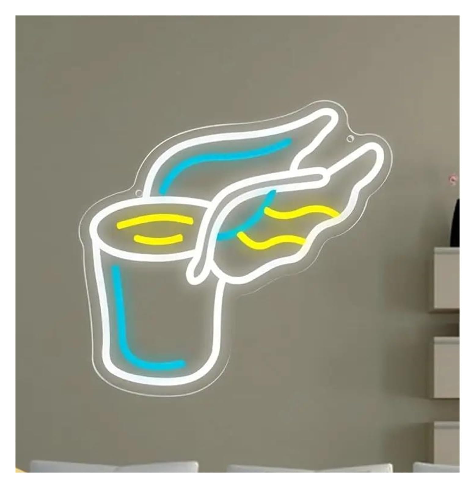 SHOUXI Sign Lamp Coffee Mug Neon Sign Wall Decorations, Bars, Restaurants, Cafes 31.5x33cm