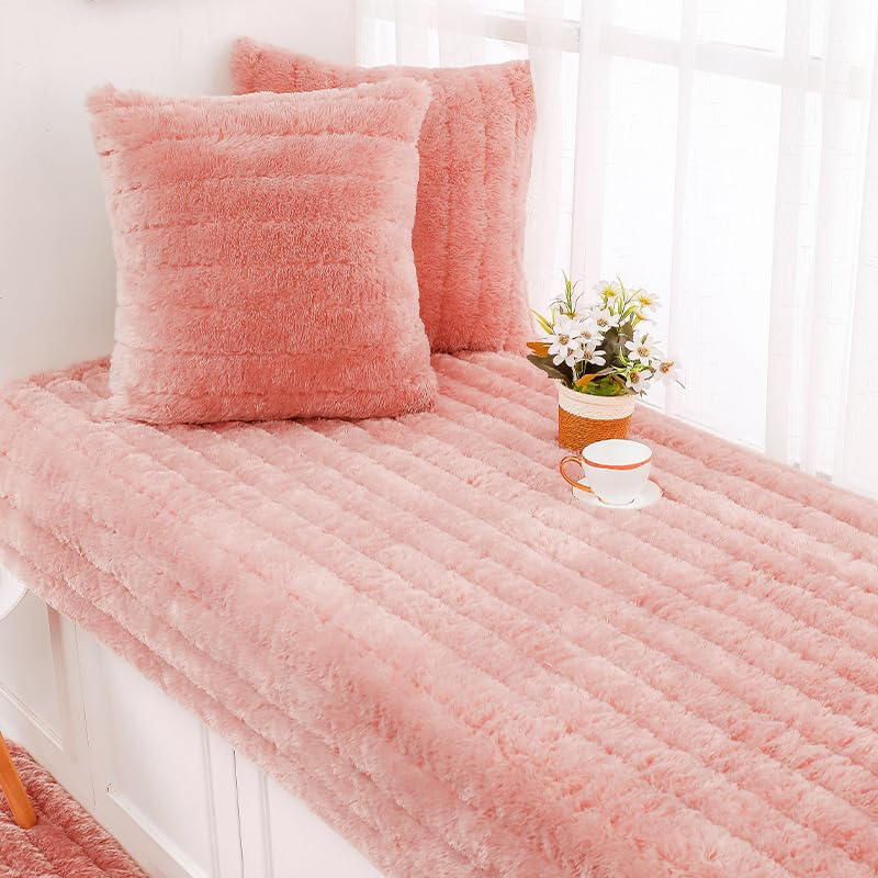 Tapis de chambres d'intérieur en peluche rose pour éviter le sol froid