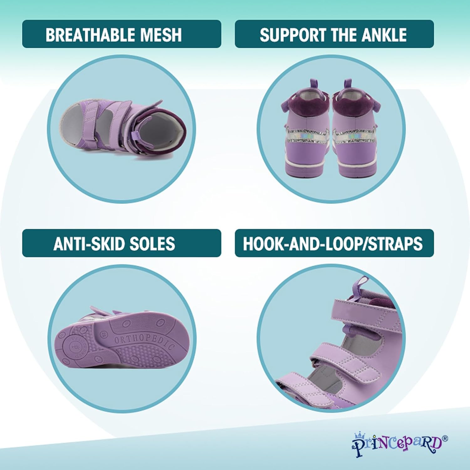 princepard Orthopedic Sandals for Kids and Toddlers,High-top AFO Shoes with Arch and Ankle Support