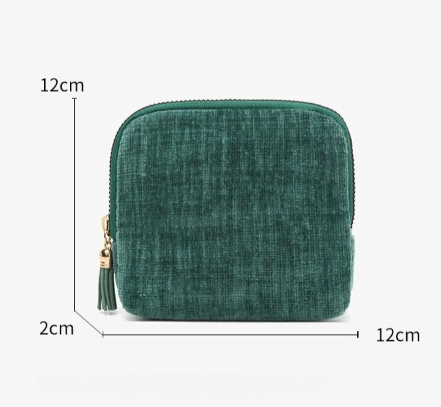 Velvet Jewelry Travel Case, Portable Fringed Zipper Pouch for Ring & Necklace Organizer, 8 Colors (light blue) image 5