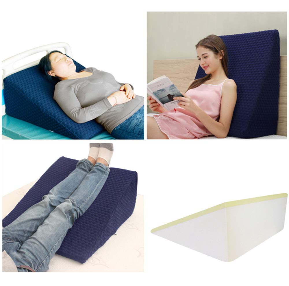 GHzzY Almohada de cuña de Cama para Embarazo, Dolor de Espalda, ronquidos, reflujo ácido y acidez estomacal - Cojín de Soporte para Espalda, piernas y Rodillas con Funda Lavable
