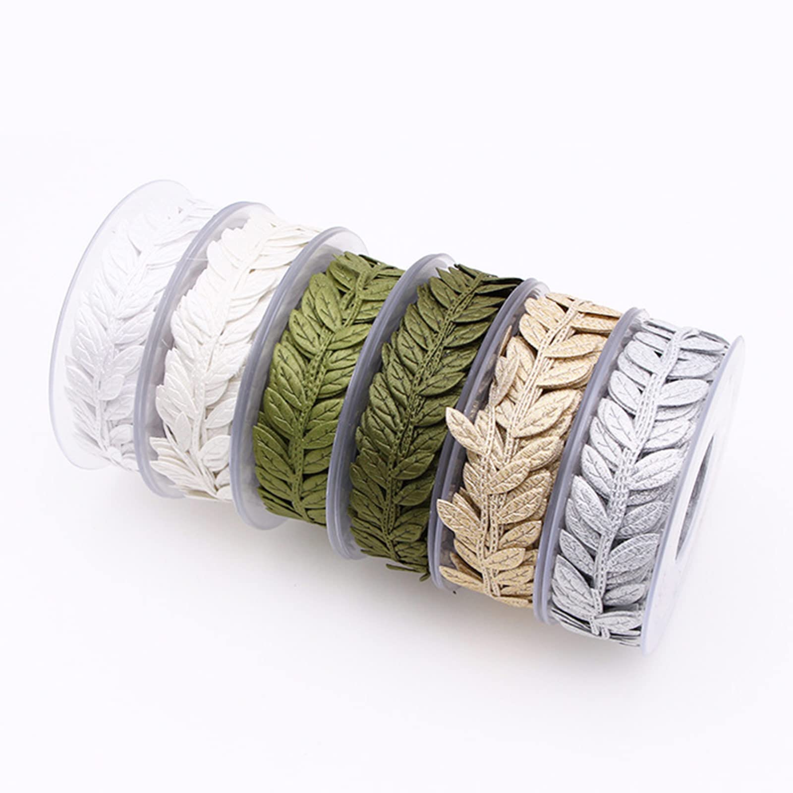 Rouleau De Ruban Feuillage Artificiel – Vigne Décorative En Polyester – 15 M – Couronne, Emballage Cadeau – DIY – Vert, Blanc, Doré, Argenté