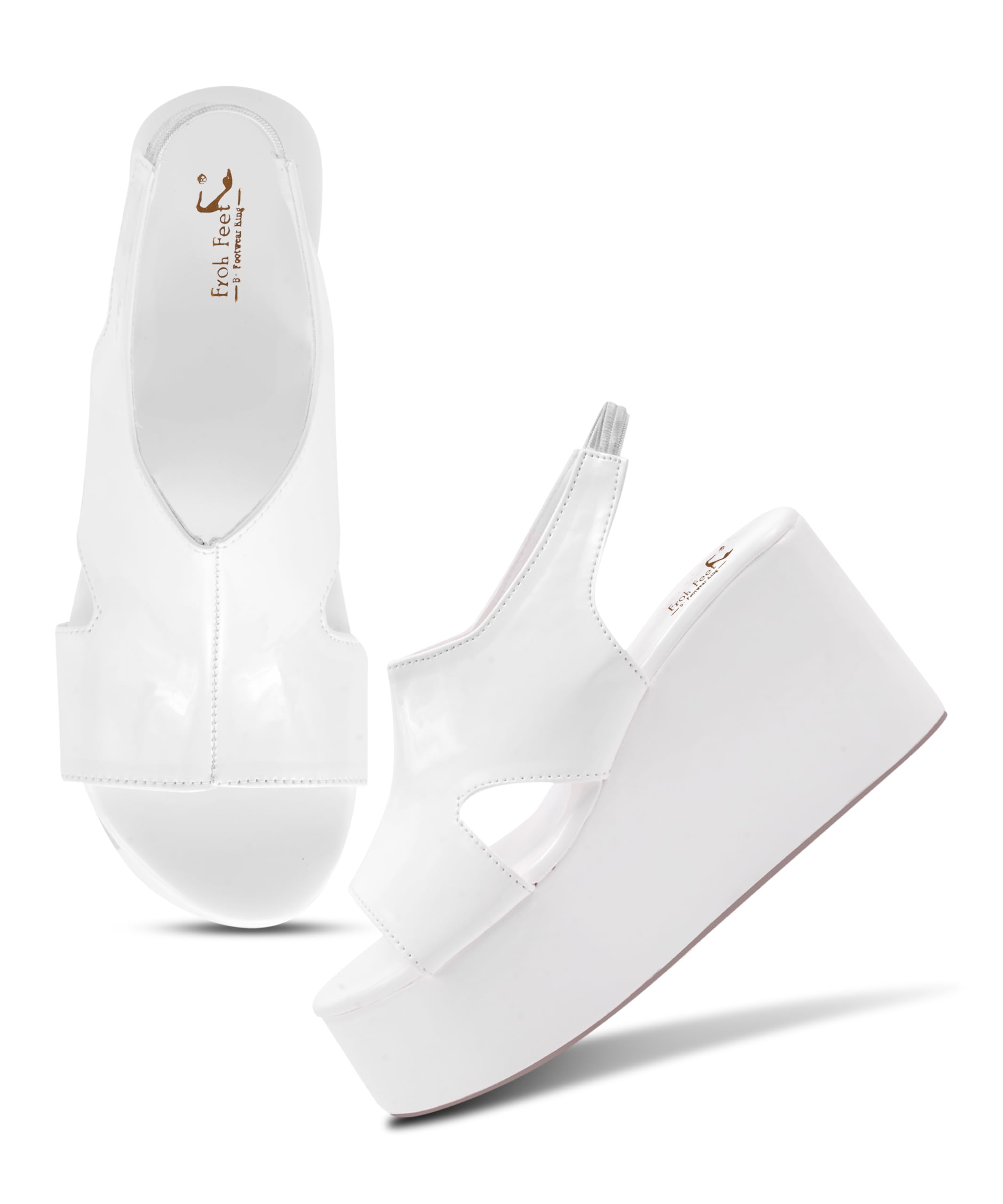 FROH FEET Women’s Stylish Wedge Heels | High Platform Backstrap Sandals with Cut-Out Design | Comfortable Trendy Party & Casual-image-28