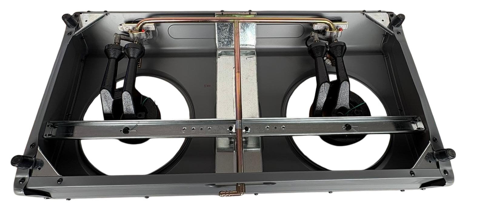 Réchaud à Gaz 2 Feux Portable 7700W - Double Brûleur Fonte Haute Puissance - Allumage Piézoélectrique Sans Piles - Acier Facile à Nettoyer - Idéal Camping, Caravane, Intérieur et Extérieur