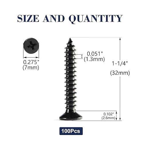 Miniatura 2 de Tornillos para madera de 1-14 pulgadas, 100 tornillos de acero inoxidable 18-8 (304), cabeza plana, Phillips, tornillos autorroscantes rápidos para